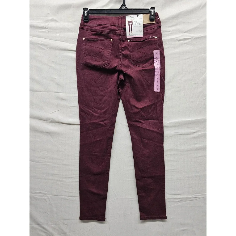 Seven7 Womens High Rise Skinny Jeans Burgundy Cotton Blend Casual Size 6